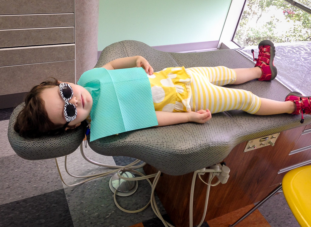 Addie rocking it out in style at the dentist.